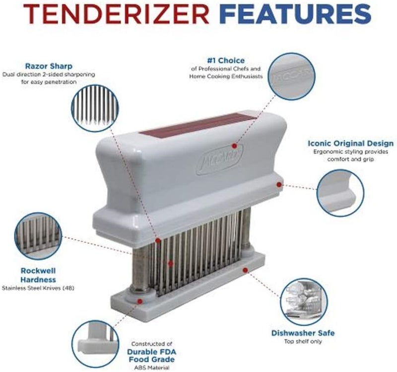 Jaccard 200348R, 48 Blade Durable Meat Tenderizer with Stainless Steel Razor Sharp Needle, Cooking Gadget for Tenderizing Chicken, Beef, Pork, Veal, BBQ, Red - Image 3